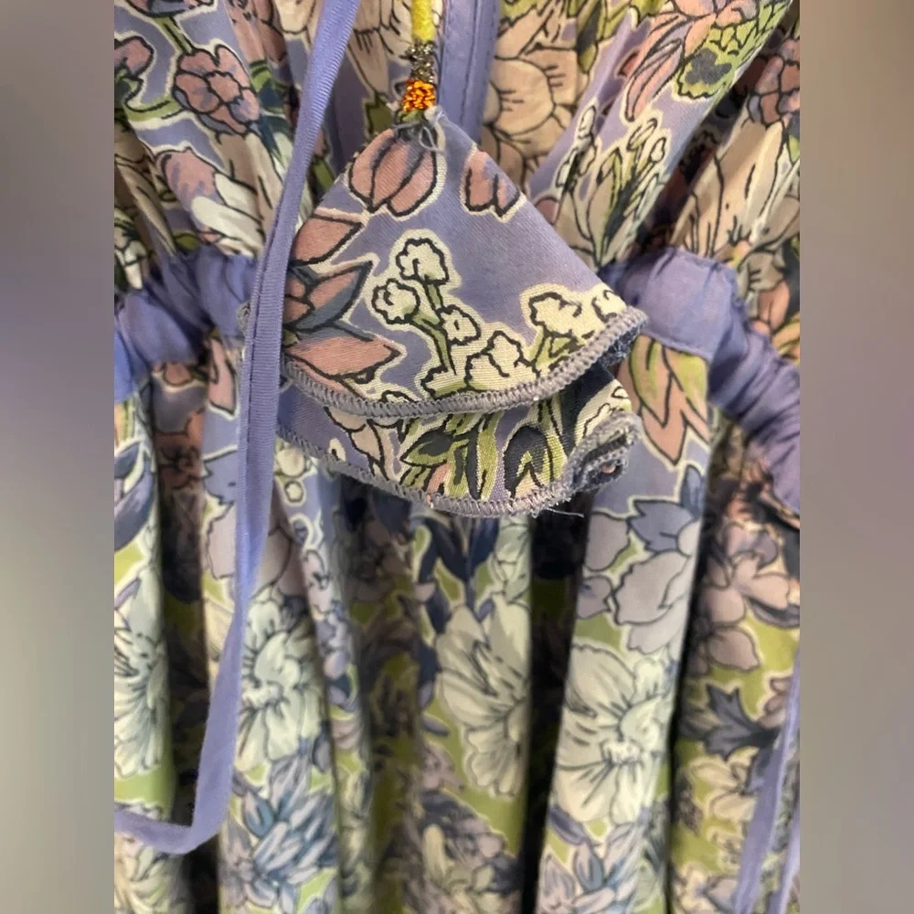 Anthropologie | Romerio Sleep Floral Wide Leg Jumpsuit | Purple & Yellow |  | XS - Picture 11 of 15
